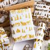 Homeral Christmas Wrapping Paper Roll - 46.8 sq.ft. 3D Embossed Sleigh, Carriage, Tree, Moon, House With Gold Foil for New Year Celebration - 17in x 33ft view 2