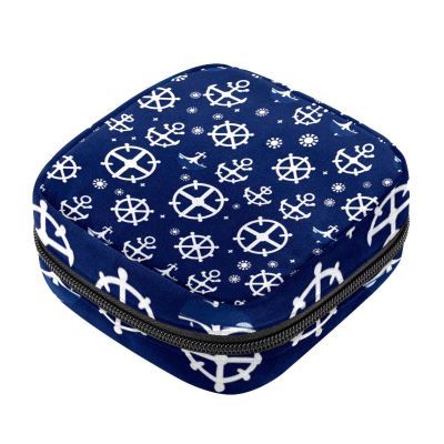 VTGHDEEQ Sanitary Napkin Storage Bag,Period Bag,Anchor Pattern Rudder,Sanitary Bags for Feminine Products