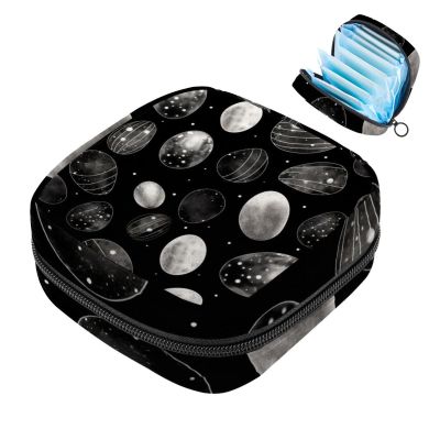VTGHDEEQ Sanitary Napkin Storage Bag,Period Bag,Black and White Watercolor Easter Eggs,Sanitary Bags for Feminine Products