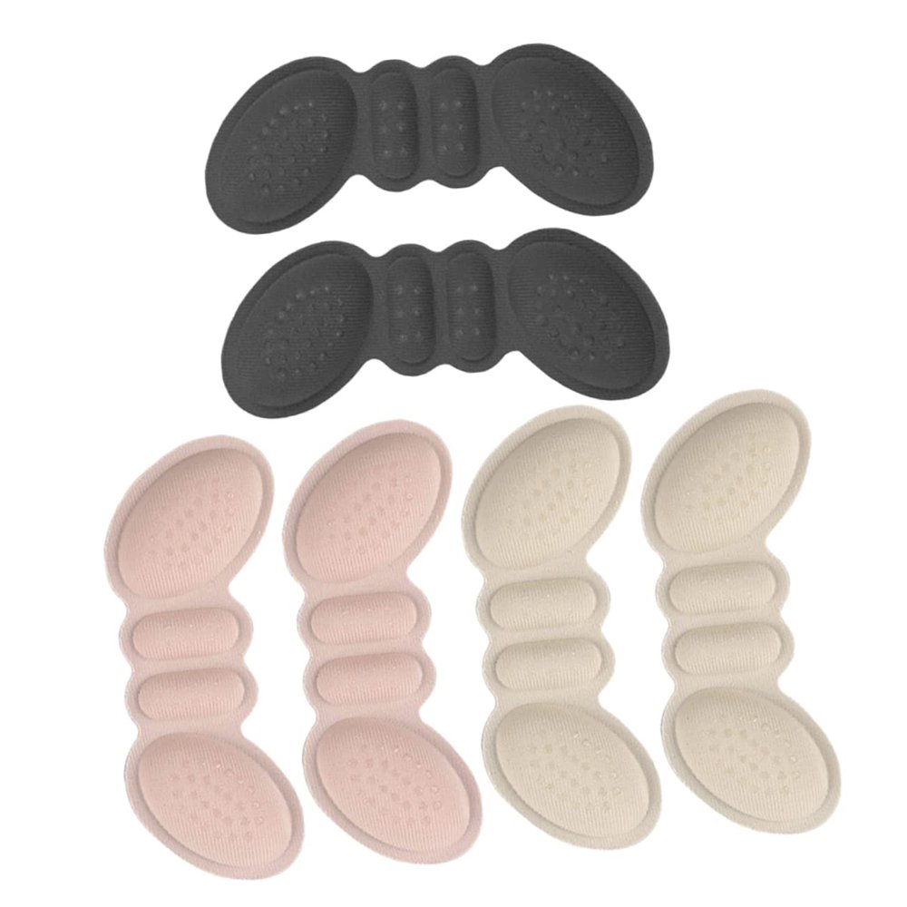 FOMIYES 3pairs Thick Sponge Heel Grips Pads for High Heels Self-Adhesive Cushions to Prevent Blisters and Pressure Foot Care Protector Apricot Black