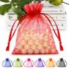 ANZNKU 50Pcs 3x4 Inch Organza Bags, Small Gift Bags Bulk for Women Valentine's Day Presents Wrap, Mini Red Mesh Bag Drawstring Jewelry Pouches for Wedding Candy Party Favors Treats Sachet Potpourri view 1
