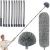 20 Ft+ High Reach Cobweb Dusting Kit with 3-14 Ft Extension Pole/Spider Web Brush & Ceiling Duster Microfiber Feather Duster with Washable Head for Cleaning Ceiling Fan, Furniture, Home view 1