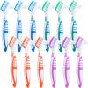 Mimorou 12 Pcs Denture Brush for False Teeth Double Sided Denture Toothbrushe with Soft Bristle, Ergonomic Anti Slip Handle Teeth Cleaner Brush for Adult(Blue, Green, Purple, Orange,Non Slip Grip) view 1