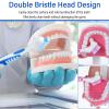 Mimorou 12 Pcs Denture Brush for False Teeth Double Sided Denture Toothbrushe with Soft Bristle, Ergonomic Anti Slip Handle Teeth Cleaner Brush for Adult(Blue, Green, Purple, Orange,Non Slip Grip) view 3