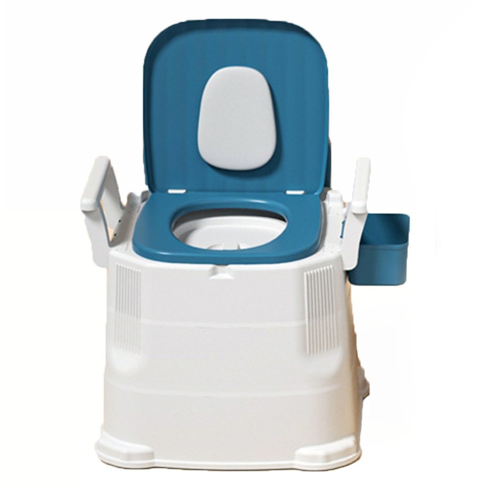 4-in-1 Raised Toilet Seat with Removable Armrest and Back, Medical Bedside Commode Chair, Toilet Safety Frame, Shower Chair for Seniors, Elderly, Handicap, Pregnant, PP Material, Blue
