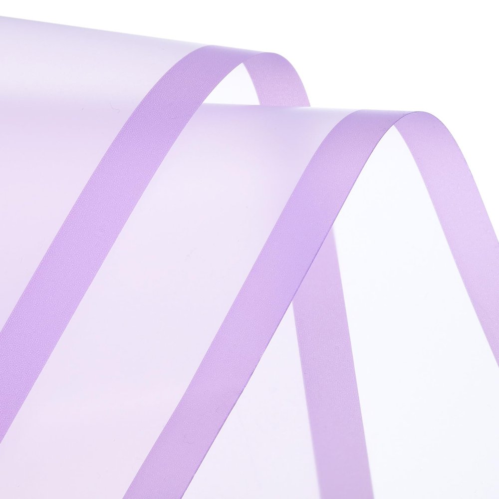 MECCANIXITY 20pcs Transparent Purple Border Flower Wrapping Paper 22.8"x22.8" Waterproof Floral Wrapping Paper for DIY Crafts, Gift Flower Shop Bouquet Packaging