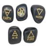 Edzzel 5 Tumble Elements Shungite Stones Engraved Triangle Symbols (Earth Air Fire Water Spirit) Polished Tumble Stones for Gemstone Reiki Crystals view 1
