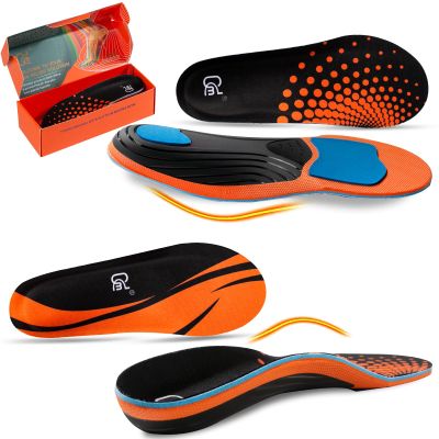 AOTENG STAR Plantar Fasciitis Insoles, High Arch Support Insoles for Plantar Fasciitis Relief Orthotic Shoe Insoles, Heavy Duty Shoe Inserts(Men 6-6.5 / Women 7.5-8(240mm), Orange) with Shoelace