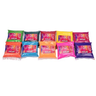Blessfull Healing Soul Colors Herbal Organic Gulal Powder Assorted Colors Holi Gift Celebration Holi 70 Gram Pack of 10