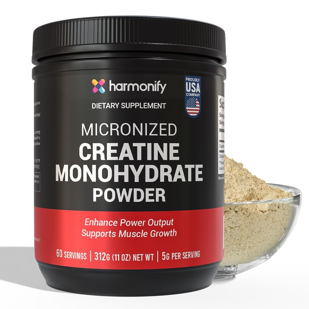 HARMONIFY Creatine Monohydrate Powder 300 gr, Dietary Supplement Gluten Free Non GMO, Proudly USA Company