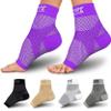 Thoxcare Compression Socks for Women & Men Open Toe (2 Pairs) - Best Ankle Compression Sleeve for Swelling, Achilles Tendonitis, Heel Pain & Plantar Fasciitis Relief, Purple, Large view 1
