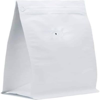 AwePackage 16 oz Box Pouch Pull Zipper Coffee Bag with Valve in Matte White (100 Pack)