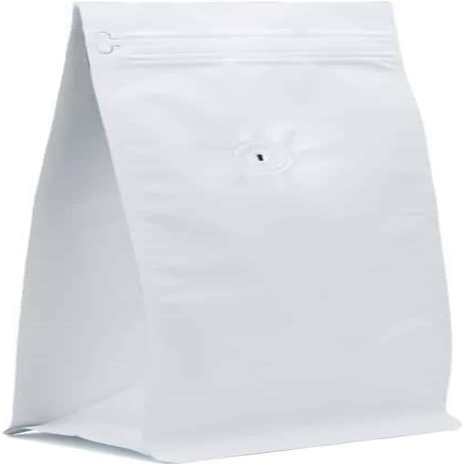 AwePackage 16 oz Box Pouch Pull Zipper Coffee Bag with Valve in Matte White (100 Pack)