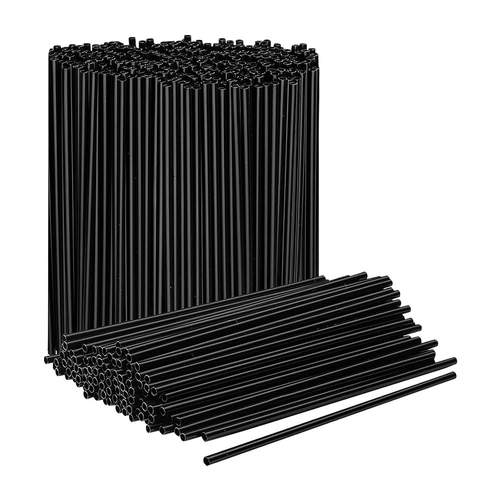 UUYYEO 500 Pcs Plastic Coffee Stirrers Straws Black Drinks Straws Long Skinny Cocktail Straws Straight Drinking Straws Sip Tea Straws Party Juice Straws