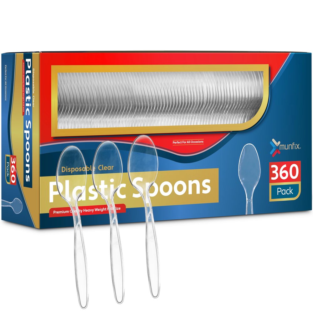 360 Count Clear Plastic Spoons Heavy Duty, Premium Disposable Spoons, Heat Resistant and BPA Free Plastic Silverware Utensils, Durable Cutlery Set for Parties, Picnics, Events