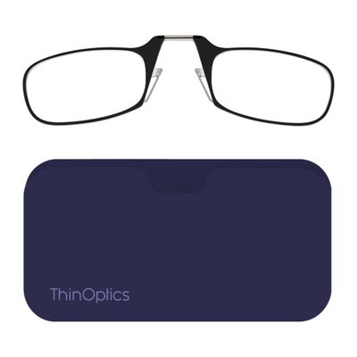 Always With You ThinOptics Readers - Armless On-Nose Reading Glasses - Slim Printed Case Attaches to Phone or Fits in Wallet - Purple 1.0x