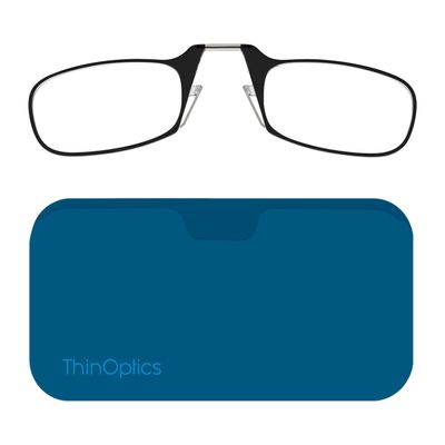 Always With You ThinOptics Readers - Armless On-Nose Reading Glasses - Slim Printed Case Attaches to Phone or Fits in Wallet - Mykonos Blue 2.0