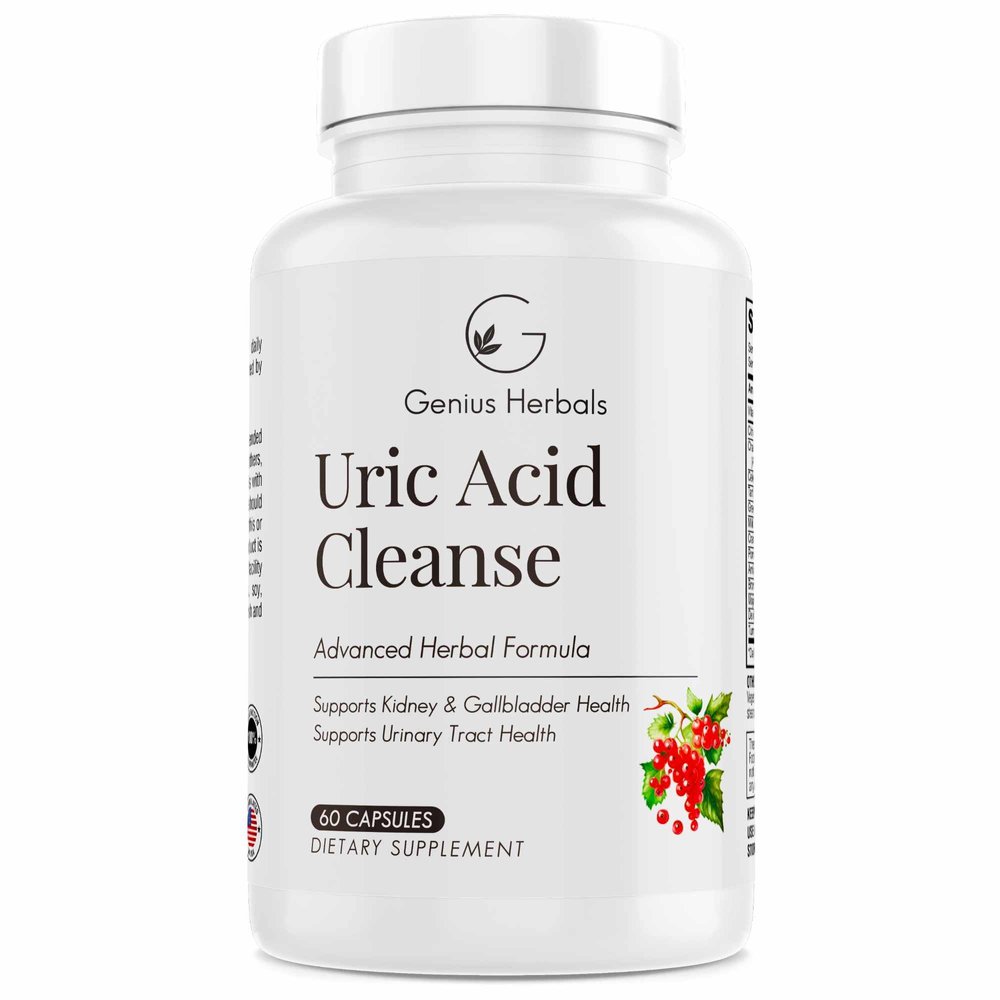 Genius Herbals Uric Acid Cleanse  Supports Kidney, Liver, Gallbladder & Urinary Tract Health, Advanced Herbal Formula - 60 Capsules
