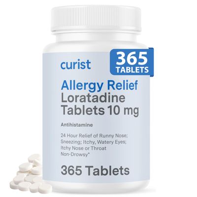 Curist Loratadine 10mg 365 Count - All Day Non Drowsy Allergy Medicine - 24 Hour Antihistamine Tablets for Runny Nose, Itchy Eyes, & Sneezing - Indoor & Outdoor Allergy Medicine for Adults