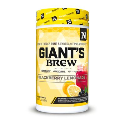 Nutrithority Giants Brew Advanced Pre Workout, BlackBerry Lemonade - All in One Complete Formula for Intense Workouts - Long Lasting Focus, Amplified Power, Drive, Energy, Pump, & Endurance