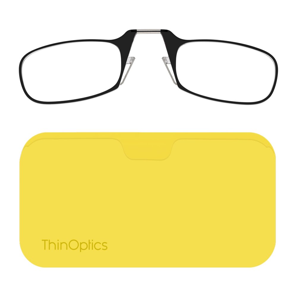 Always With You ThinOptics Readers - Armless On-Nose Reading Glasses - Slim Printed Case Attaches to Phone or Fits in Wallet - Yellow 1.5x