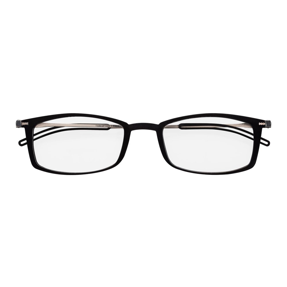 Always With You ThinOptics Reading Glasses - Ultra Thin, Durable, Lightweight - Optical Grade Lenses - Rectangle Black 2.5x