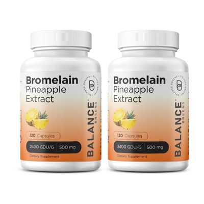 Balancebreens Bromelain 500mg Veggie Caps  2400 GDU Pineapple Extract Supplement for Joint Support, Natural Swelling Support, and Healthy Digestion  120 Capsules Made in USA