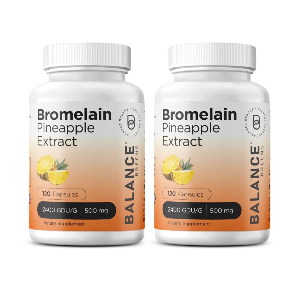Balancebreens Bromelain 500mg Veggie Caps  2400 GDU Pineapple Extract Supplement for Joint Support, Natural Swelling Support, and Healthy Digestion  120 Capsules Made in USA