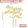 10Pcs Happy Mothers Day Cake Topper Mothers Day Decorations, Acrylic Happy Mothers Day Topper Cupcake Cake Topper, Gold Glitter Cake Sticks Cake Decorations for Mother's Day Party Suppliers view 2