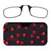 Always With You ThinOptics Readers - Armless On-Nose Reading Glasses - Slim Printed Case Attaches to Phone or Fits in Wallet - Red Felt Hearts 2.0x view 1