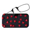 Always With You ThinOptics Readers - Armless On-Nose Reading Glasses - Slim Printed Case Attaches to Phone or Fits in Wallet - Red Felt Hearts 2.0x view 2