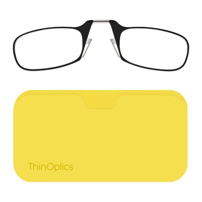 Always With You ThinOptics Readers - Armless On-Nose Reading Glasses - Slim Printed Case Attaches to Phone or Fits in Wallet - Yellow 1.0x