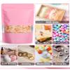 FireKylin 100 Pack Smell Proof Bags 7.9" x 11.8", Resealable Bags with Matte Window, Foil Pouch Stand Up Sealable Bags for PackagingPink view 4
