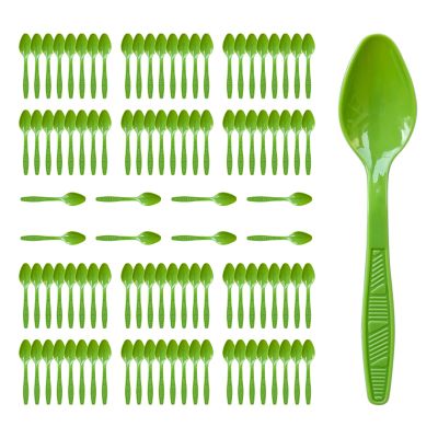 Kiwi Green Plastic Spoons Heavy Duty, Disposable Party Supplies 104 PCS