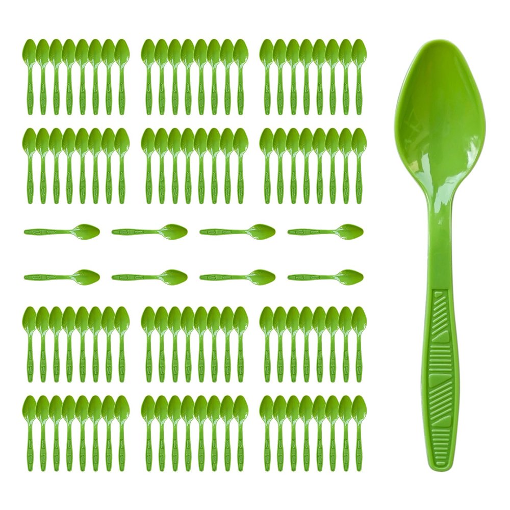 Kiwi Green Plastic Spoons Heavy Duty, Disposable Party Supplies 104 PCS