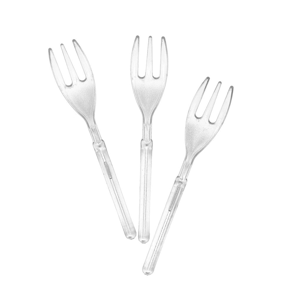 Heavy Duty Mini Forks, Disposable Plastic Small Forks 4" for Appetizer Dessert Tasting, Heavy Duty, Clear Plastic 100-Pack