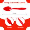 Red Plastic Spoons Heavy Duty, Disposable Party Supplies 104 PCS view 2