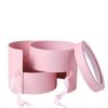 BBJ WRAPS Pink Flower Round Box with Lid for Floral Arrangements, Double Layers Rotating Drawer Flower Bouquet Paper Gift Boxes Packaging, 1 Set, 7.5"(D) x 6.5"(H) (Pink) view 1