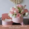 BBJ WRAPS Pink Flower Round Box with Lid for Floral Arrangements, Double Layers Rotating Drawer Flower Bouquet Paper Gift Boxes Packaging, 1 Set, 7.5"(D) x 6.5"(H) (Pink) view 3