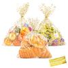 COQOFA 9"X 12" Gift Wrap Cello Cellophane Treat Bags Party Favor bags Clear Candy Cookie Bags Plastic Poly Goodie Storage Bags for Bakery,Birthday, Wedding,Party 50 pcs Gold view 1