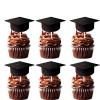 18pcs Black Glitter Silhouette Graduation Cap Dessert Cupcake Topper Congrats 2026 Student Grad Theme Decorations High School College Happy Graduate Party for Men Women Decor Supplies view 1