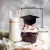 18pcs Black Glitter Silhouette Graduation Cap Dessert Cupcake Topper Congrats 2026 Student Grad Theme Decorations High School College Happy Graduate Party for Men Women Decor Supplies view 2