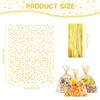 COQOFA Clear Cellophane Treat Bags - 12"x16", 50 pcs, Gold for Birthday, Wedding, Party view 2
