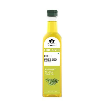 Blessfull Healing Organice Cold Pressed Rosemary Infused Oil For Healthy Cooking 250 ml / 8.45 fl oz Pack Of 1