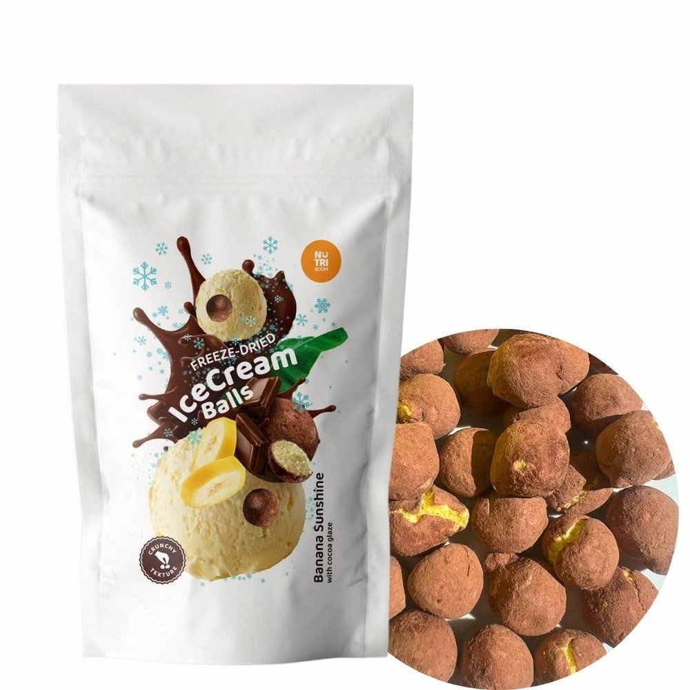 Banana Sunshine Freeze Dried Ice Cream  Crunchy, Premium Banana Flavour Snack  Innovative Sweet Treat, Perfect for On-the-Go, Freeze Dried Candy (45g pack)