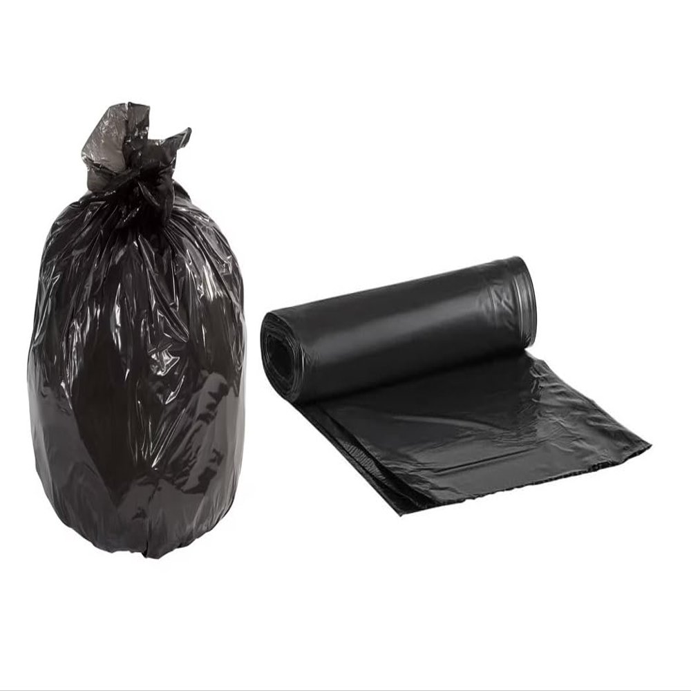 100 Count 55-60 Gallon 1.2 Mil 38" x 58" Low Density Medium-Duty Industrial Trash Bags Black Garbage Bags