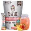 Salud 2-in-1 Energy Drink Powder + Focus, Peach Lemonade, Organic Caffeine, B6 + B12, Theanine, Clean Energy Drink Packets, Agua Fresca Mix, Non-GMO, Gluten Free, Vegan, 1g of Sugar, (15 Servings) view 1