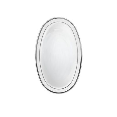 EcoQuality 6 oz White Plastic Oval Bowls with Silver Rim - Disposable Plastic Soup Bowls, Heavy Duty Salad Bowls, Dessert Bowl for Baby Showers, Weddings, Birthday Party (10)