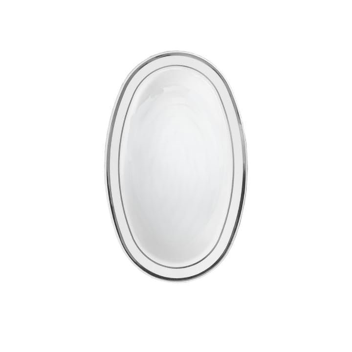EcoQuality 6 oz White Plastic Oval Bowls with Silver Rim - Disposable Plastic Soup Bowls, Heavy Duty Salad Bowls, Dessert Bowl for Baby Showers, Weddings, Birthday Party (10)
