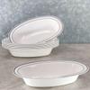 EcoQuality 6 oz White Plastic Oval Bowls with Silver Rim - Disposable Plastic Soup Bowls, Heavy Duty Salad Bowls, Dessert Bowl for Baby Showers, Weddings, Birthday Party (10) view 2